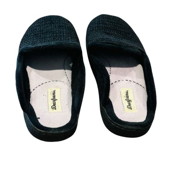 10/$25🦋 Dearfoams Black Open Back Slippers - Size Medium (7-8) - Picture 4 of 12